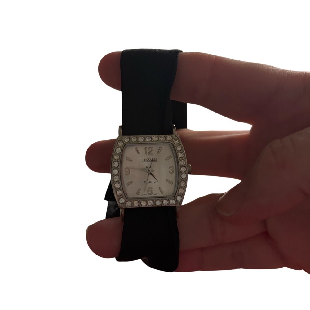 Kissy Kissy Women's Black and Silver Watch with Crystal Bezel
